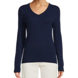 NWT SAKS FIFTH AVENUE 100% Cashmere V-Neck Sweater Blue/Royal